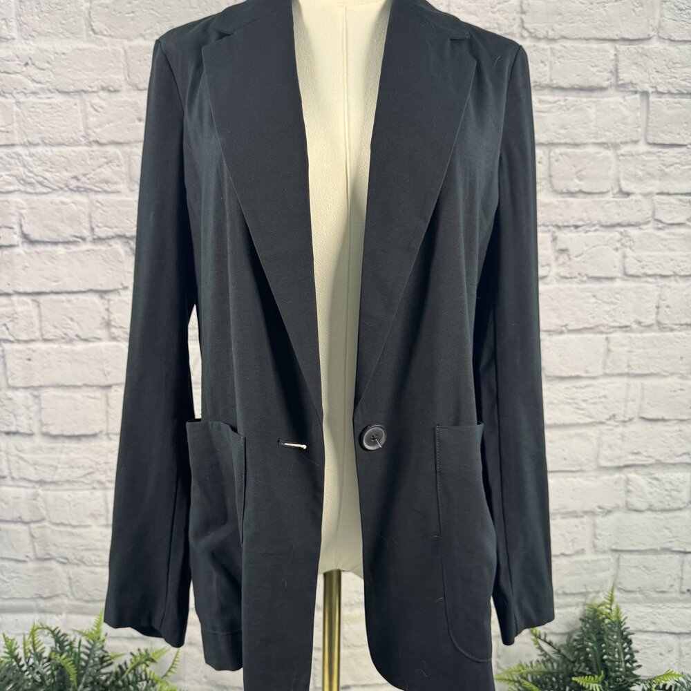 Auline Collection Black Relaxed Single Button Blazer XS Oversized